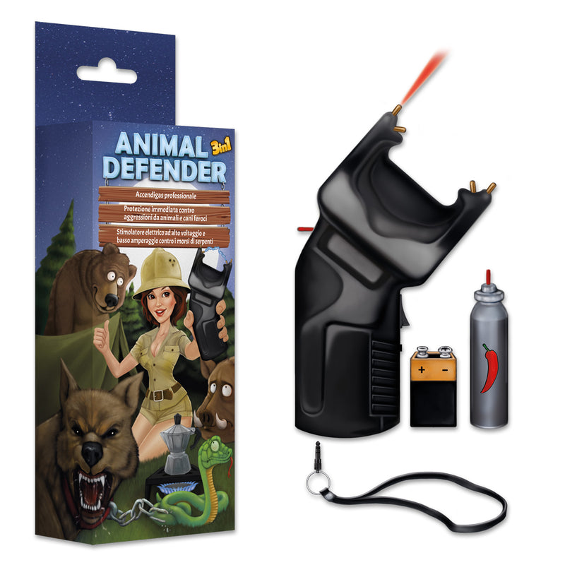 DEFENCE SYSTEM ANIMAL DEFENDER: ACCENDIGAS+DISSUAS.+SPRAY OC+STIM. A NORMA CE