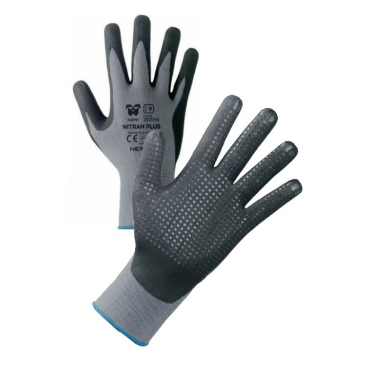 AUSONIA GUANTO NYLON NITRILE PUNTINATO GRIGIO/NERO TG. 10