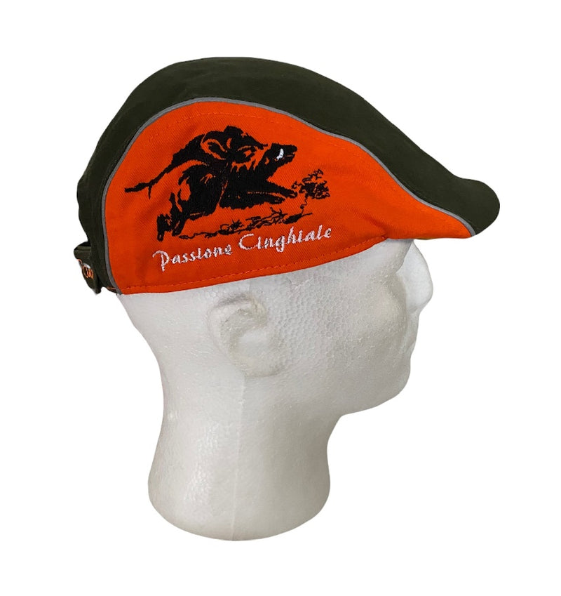 CINOFILIA PANNO COPPOLA CON RICAMO CINGHIALE ARANCIO/VERDE TG. UNICA