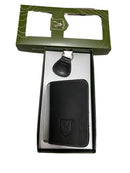 RISERVA R3102 PORTALICENZA E PORTA CHIAVI IN PELLE NERA