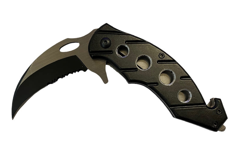 AUSONIA 026351 COLTELLO DA TASCA MANICO ALLUMINIO LAMA CURVA INOX CM 18