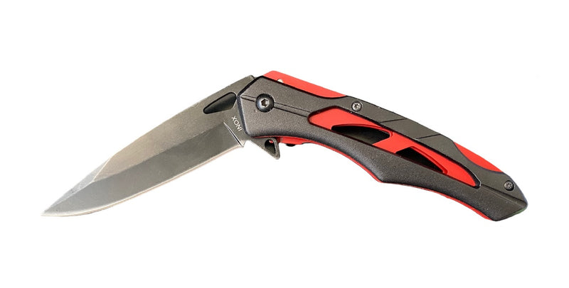 AUSONIA 026349 COLTELLO DA TASCA LAMA NERA INOX MANICO ALLUMINIO CM 21