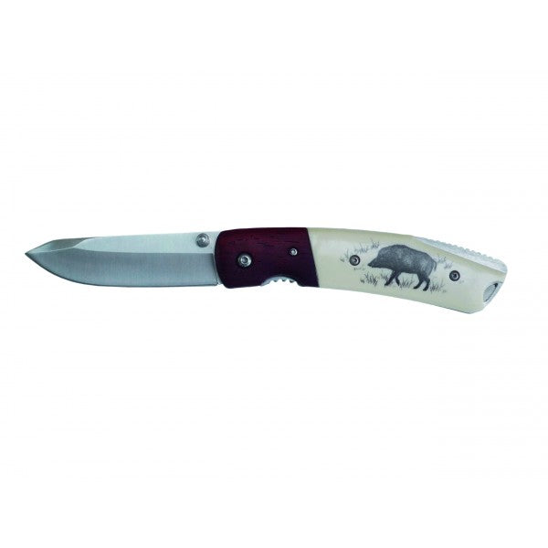 AUSONIA 026546 COLTELLO DA TASCA CINGHIALE MANICO PLASTICA/LEGNO CM19