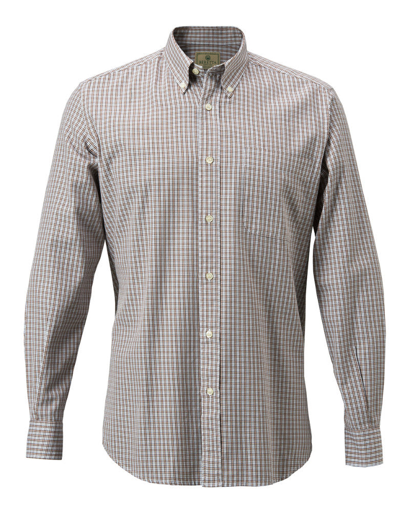 BERETTA CAMICIA DRIP DRY LU210 7549 18Y  BIANCA/MARRONE